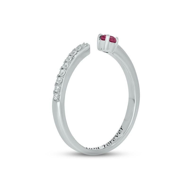 Lab-Created Ruby & Diamond Deconstructed Promise Ring 1/10 ct tw Round-cut Sterling Silver