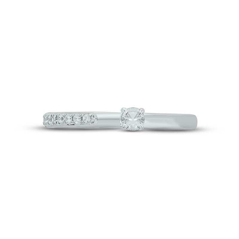 Main Image 3 of White Lab-Created Sapphire & Diamond Deconstructed Promise Ring 1/10 ct tw Round-cut Sterling Silver