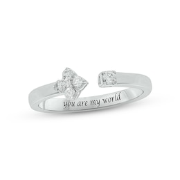 Diamond Flower Deconstructed Promise Ring 1/6 ct tw Round-cut Sterling Silver