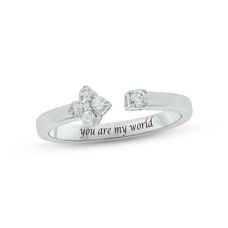 Main Image 1 of Diamond Flower Deconstructed Promise Ring 1/6 ct tw Round-cut Sterling Silver