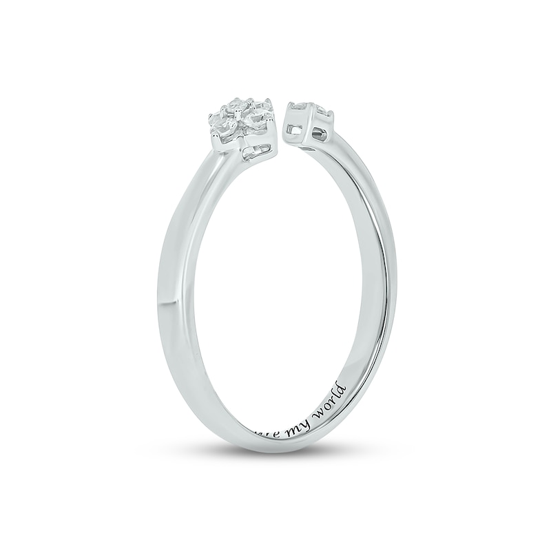 Main Image 2 of Diamond Flower Deconstructed Promise Ring 1/6 ct tw Round-cut Sterling Silver