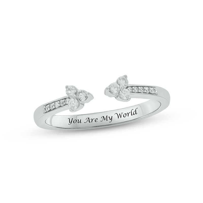 Main Image 1 of Diamond Flower Deconstructed Promise Ring 1/6 ct tw Round-cut Sterling Silver