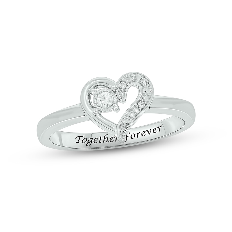 Main Image 1 of Diamond Heart Promise Ring 1/20 ct tw Round-cut Sterling Silver