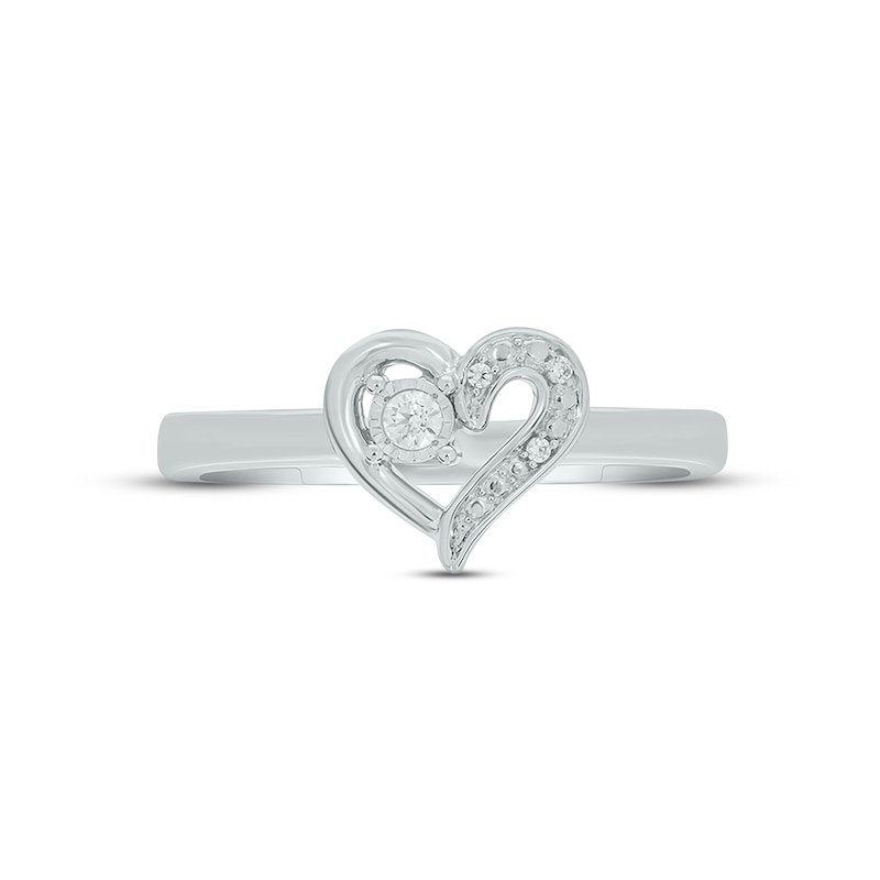 Diamond Heart Promise Ring 1/20 ct tw Round-cut Sterling Silver