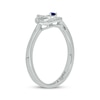 Thumbnail Image 1 of Blue Lab-Created Sapphire & Diamond Ring 1/20 ct tw Round-cut Sterling Silver