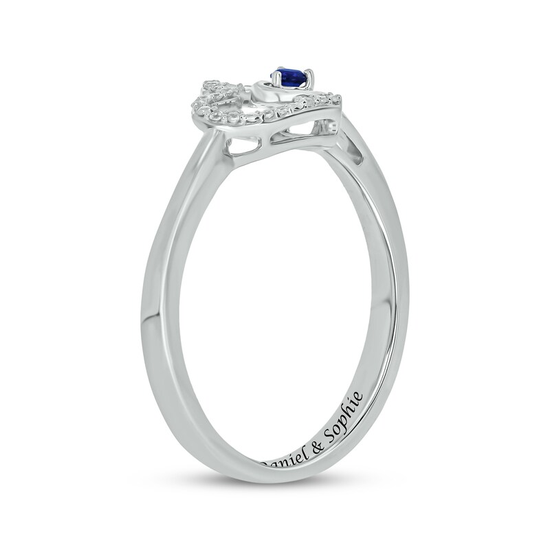 Main Image 2 of Blue Lab-Created Sapphire & Diamond Ring 1/20 ct tw Round-cut Sterling Silver