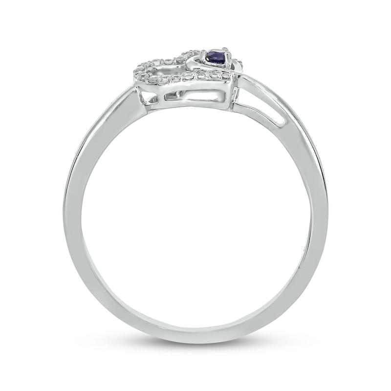 Main Image 3 of Blue Lab-Created Sapphire & Diamond Ring 1/20 ct tw Round-cut Sterling Silver