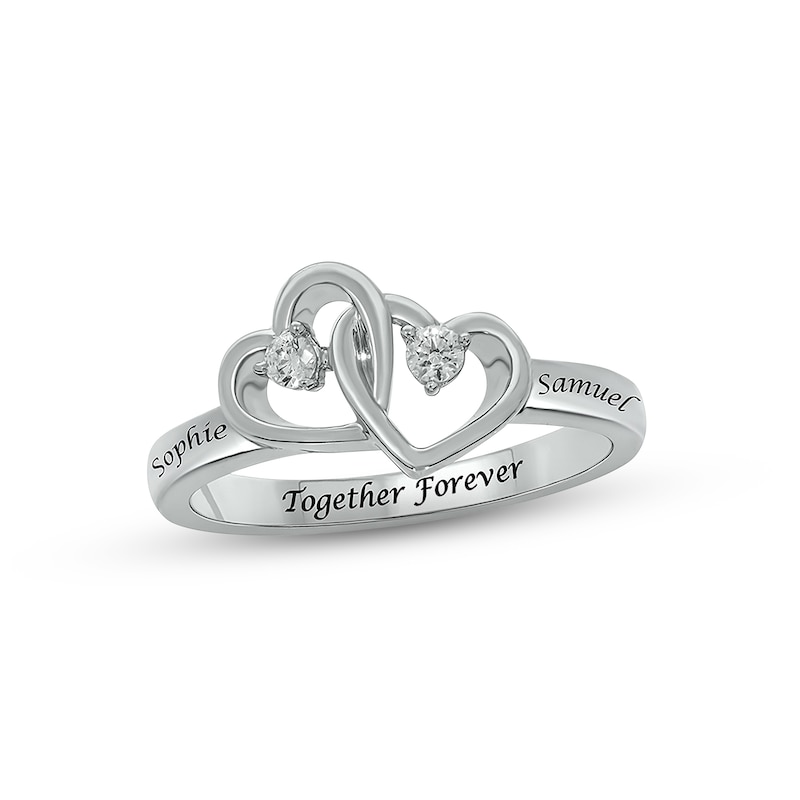 Diamond Double Heart Promise Ring 1/10 ct tw Round-cut Sterling Silver | Kay