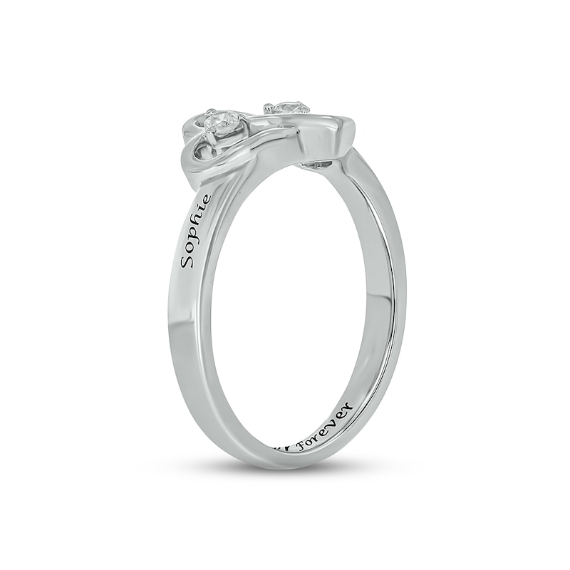 Main Image 2 of Diamond Double Heart Promise Ring 1/10 ct tw Round-cut Sterling Silver