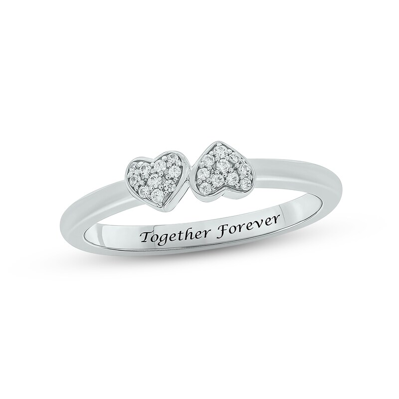 Main Image 1 of Diamond Double Heart Promise Ring 1/10 ct tw Round-cut Sterling Silver