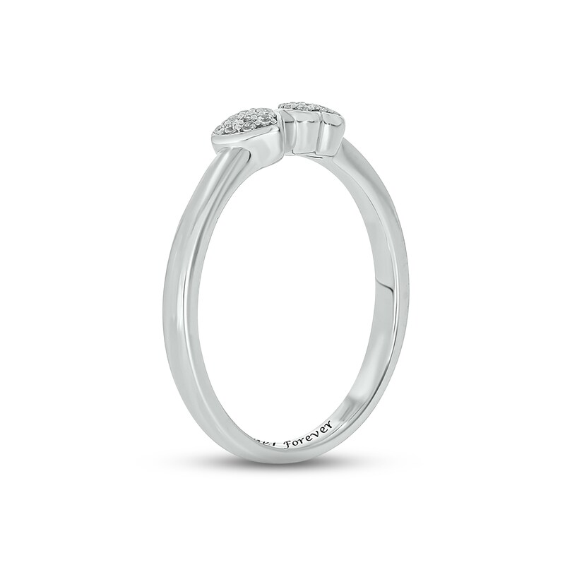 Diamond Double Heart Promise Ring 1/10 ct tw Round-cut Sterling Silver