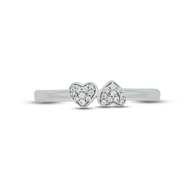 Main Image 3 of Diamond Double Heart Promise Ring 1/10 ct tw Round-cut Sterling Silver