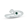 Thumbnail Image 0 of Lab-Created Emerald & Diamond Double Heart Promise Ring 1/20 ct tw Round-cut Sterling Silver
