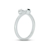 Thumbnail Image 2 of Lab-Created Emerald & Diamond Double Heart Promise Ring 1/20 ct tw Round-cut Sterling Silver