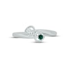 Thumbnail Image 3 of Lab-Created Emerald & Diamond Double Heart Promise Ring 1/20 ct tw Round-cut Sterling Silver