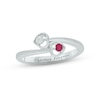Thumbnail Image 1 of Lab-Created Ruby & Diamond Double Heart Promise Ring 1/20 ct tw Round-cut Sterling Silver