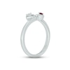 Thumbnail Image 2 of Lab-Created Ruby & Diamond Double Heart Promise Ring 1/20 ct tw Round-cut Sterling Silver