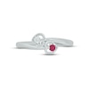 Thumbnail Image 3 of Lab-Created Ruby & Diamond Double Heart Promise Ring 1/20 ct tw Round-cut Sterling Silver