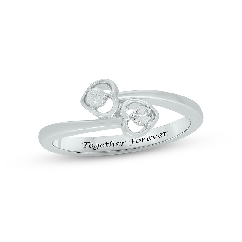 Main Image 1 of Diamond Double Heart Promise Ring 1/10 ct tw Round-cut Sterling Silver