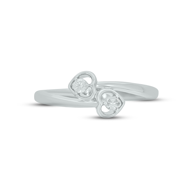 Main Image 3 of Diamond Double Heart Promise Ring 1/10 ct tw Round-cut Sterling Silver