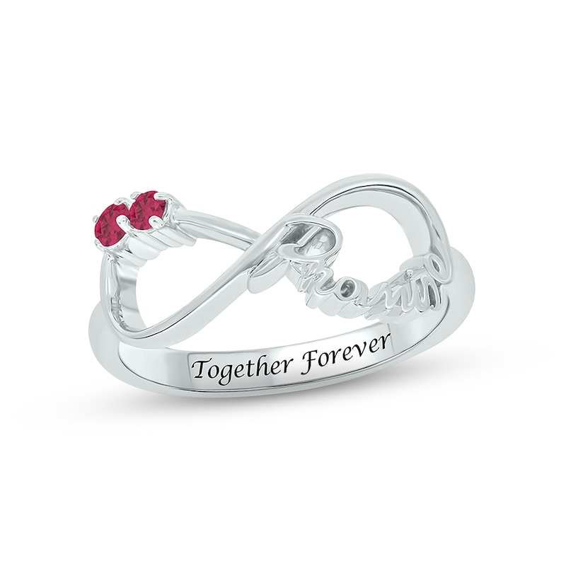 Main Image 1 of Lab-Created Ruby Infinity Promise Ring Sterling Silver