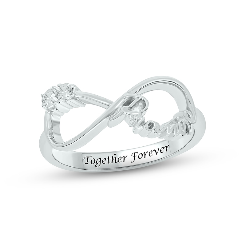 Main Image 1 of White Lab-Created Sapphire Infinity Promise Ring Sterling Silver