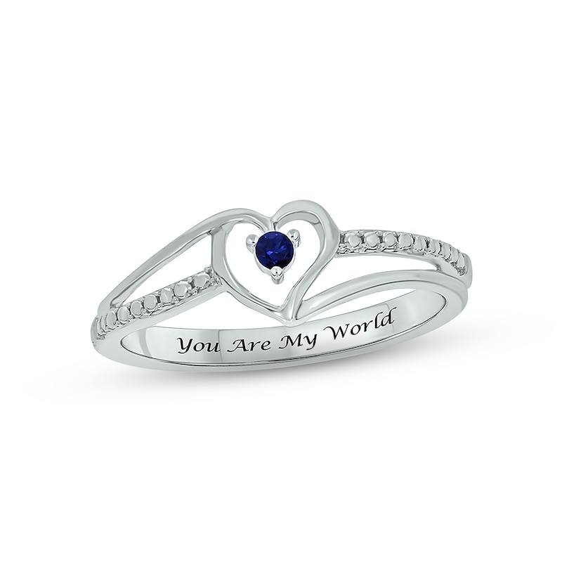Main Image 1 of Blue Lab-Created Sapphire Heart Promise Ring Sterling Silver