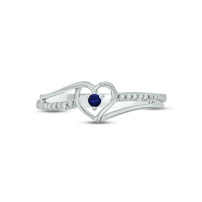 Main Image 3 of Blue Lab-Created Sapphire Heart Promise Ring Sterling Silver