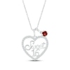 Thumbnail Image 0 of Garnet & White Lab-Created Sapphire "Sweet 16" Necklace Sterling Silver 18"