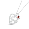 Thumbnail Image 1 of Garnet & White Lab-Created Sapphire "Sweet 16" Necklace Sterling Silver 18"