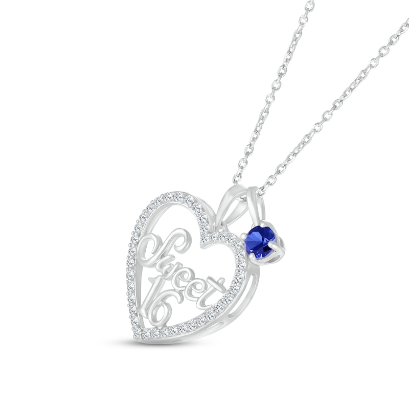 Main Image 2 of Blue & White Lab-Created Sapphire &quot;Sweet 16&quot; Necklace Sterling Silver 18&quot;