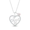 Thumbnail Image 1 of Lab-Created Opal & White Lab-Created Sapphire "Sweet 16" Necklace Sterling Silver 18"