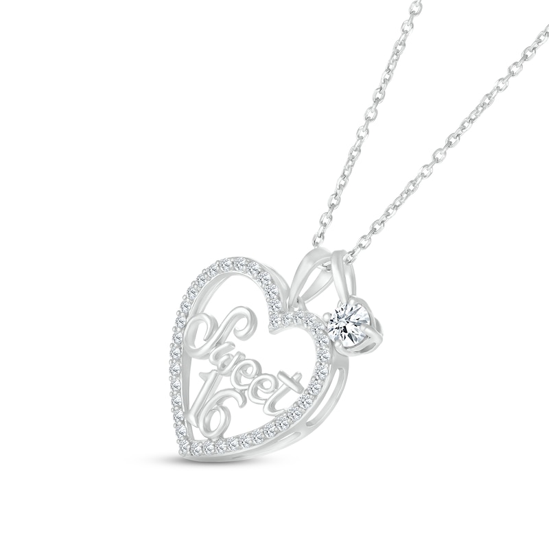 Main Image 2 of White Lab-Created Sapphire &quot;Sweet 16&quot; Necklace Sterling Silver 18&quot;