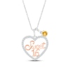 Thumbnail Image 1 of Citrine & White Lab-Created Sapphire &quot;Sweet 16&quot; Necklace Sterling Silver & 10K Rose Gold 18&quot;