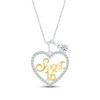 Thumbnail Image 1 of White Lab-Created Sapphire "Sweet 16" Necklace Sterling Silver & 10K Yellow Gold 18"