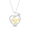 Thumbnail Image 1 of Lab-Created Opal & White Lab-Created Sapphire &quot;Sweet 16&quot; Necklace Sterling Silver & 10K Yellow Gold 18&quot;