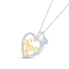Thumbnail Image 1 of Aquamarine & White Lab-Created Sapphire "Sweet 16" Necklace Sterling Silver & 10K Yellow Gold 18"