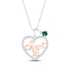 Thumbnail Image 0 of Lab-Created Emerald & White Lab-Created Sapphire "Sweet 16" Necklace Sterling Silver & 10K Rose Gold 18"