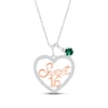 Thumbnail Image 1 of Lab-Created Emerald & White Lab-Created Sapphire "Sweet 16" Necklace Sterling Silver & 10K Rose Gold 18"