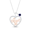 Thumbnail Image 0 of Blue & White Lab-Created Sapphire "Sweet 16" Necklace Sterling Silver & 10K Rose Gold 18"