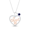 Thumbnail Image 1 of Blue & White Lab-Created Sapphire &quot;Sweet 16&quot; Necklace Sterling Silver & 10K Rose Gold 18&quot;