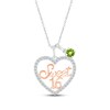 Thumbnail Image 1 of Peridot & White Lab-Created Sapphire &quot;Sweet 16&quot; Necklace Sterling Silver & 10K Rose Gold 18&quot;