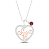 Thumbnail Image 0 of Garnet & White Lab-Created Sapphire "Sweet 16" Necklace Sterling Silver & 10K Rose Gold 18"