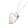 Thumbnail Image 1 of Garnet & White Lab-Created Sapphire "Sweet 16" Necklace Sterling Silver & 10K Rose Gold 18"