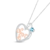 Thumbnail Image 2 of Swiss Blue Topaz & White Lab-Created Sapphire "Sweet 16" Necklace Sterling Silver & 10K Rose Gold 18"