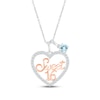 Thumbnail Image 0 of Aquamarine & White Lab-Created Sapphire "Sweet 16" Necklace Sterling Silver & 10K Rose Gold 18"