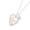 Thumbnail Image 1 of Aquamarine & White Lab-Created Sapphire "Sweet 16" Necklace Sterling Silver & 10K Rose Gold 18"