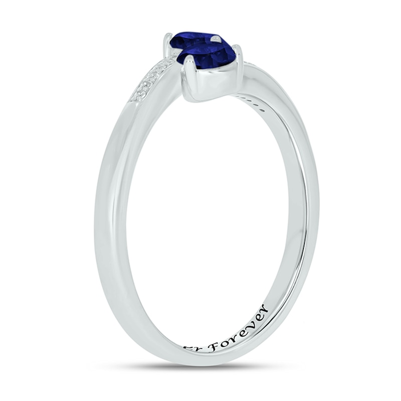 Blue Lab-Created Sapphire & Diamond Deconstructed Promise Ring 1/20 ct tw Round-cut Sterling Silver