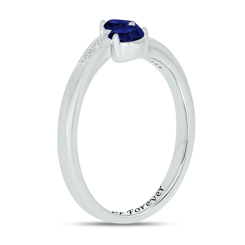 Main Image 2 of Blue Lab-Created Sapphire & Diamond Deconstructed Promise Ring 1/20 ct tw Round-cut Sterling Silver