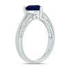 Thumbnail Image 1 of Blue Lab-Created Sapphire & Diamond Heart Promise Ring 1/10 ct tw Round-cut Sterling Silver